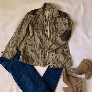 Sage Green Jacket With Brown Patches